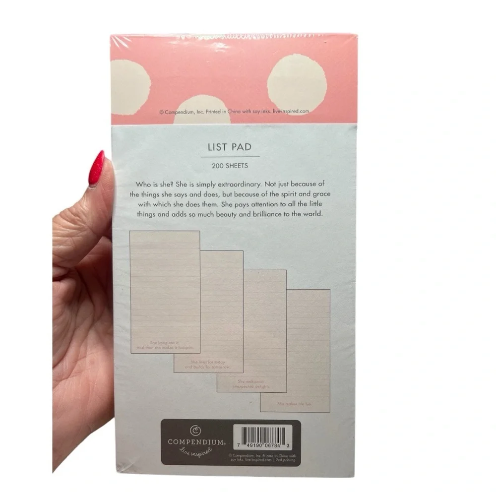 Compendium Note Pad Inspirational Pink and Gold List Note Pad 200 sheets - Picture 2 of 5